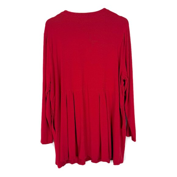 J. Jill Wearever Collection Pleated One Button Peplum Cardigan Red Plus Size 2X - Picture 8 of 10